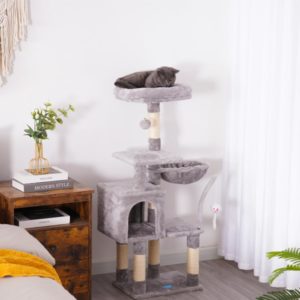 Offrez le meilleur à votre félin avec cet arbre à chat de 110 cm. Niche douillette, hamac suspendu et poteaux en sisal pour les griffes. Livraison rapide !